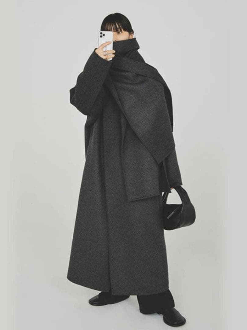 K*i様 todayful stole wool coat チャコールグレー 3