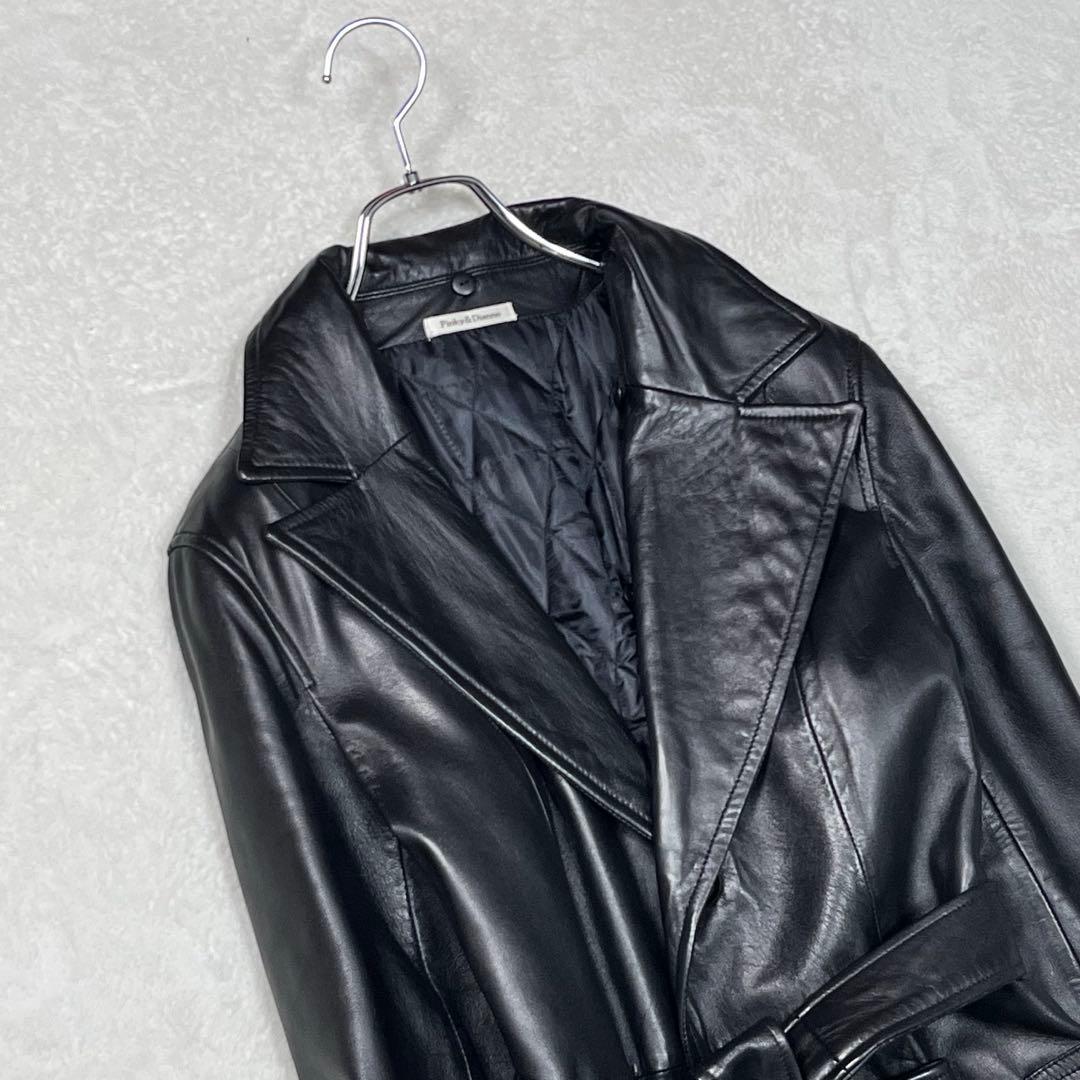 美品『ピンキー&ダイアン』ラムレザーチェスターコート 羊革 ロング 着丈127