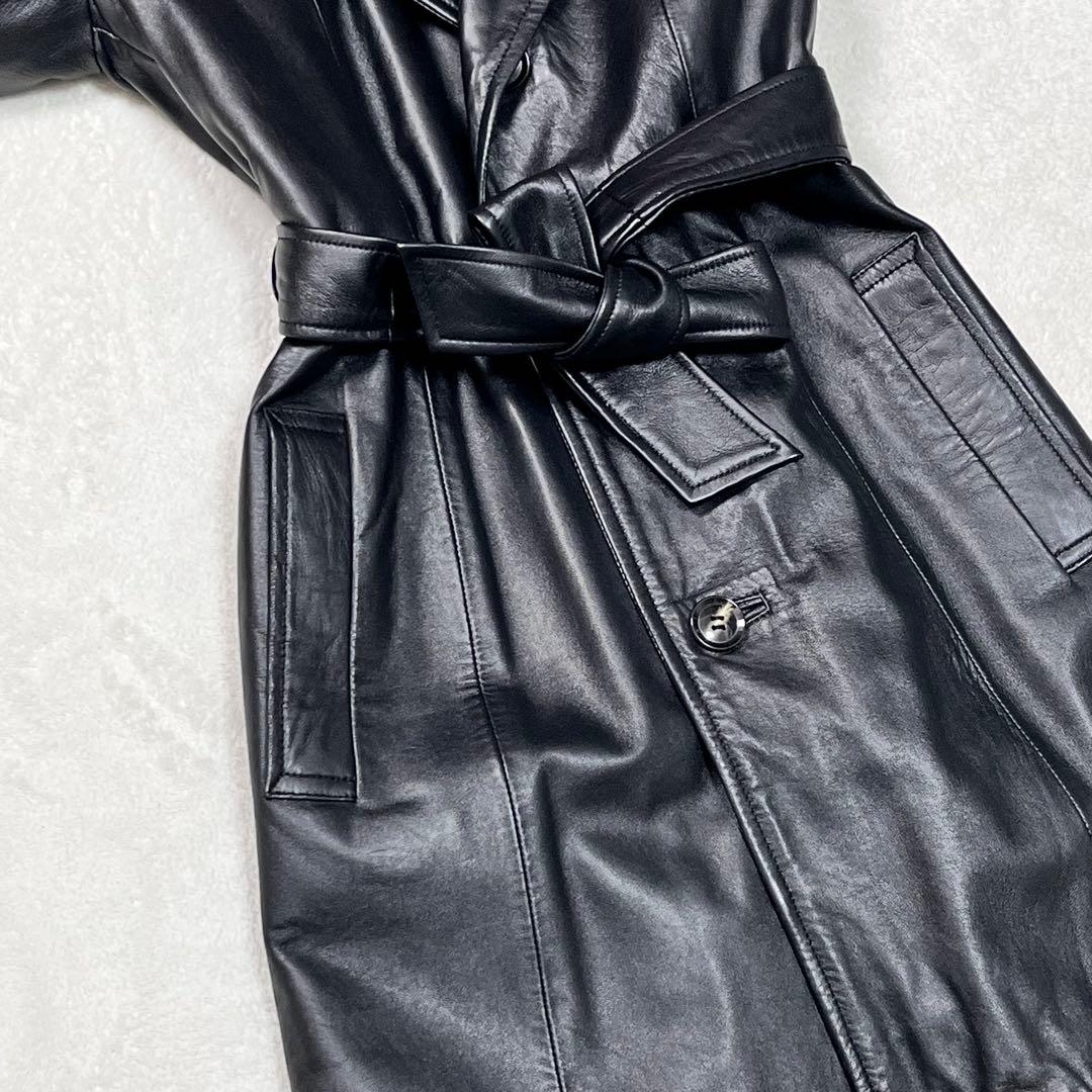 美品『ピンキー&ダイアン』ラムレザーチェスターコート 羊革 ロング 着丈127