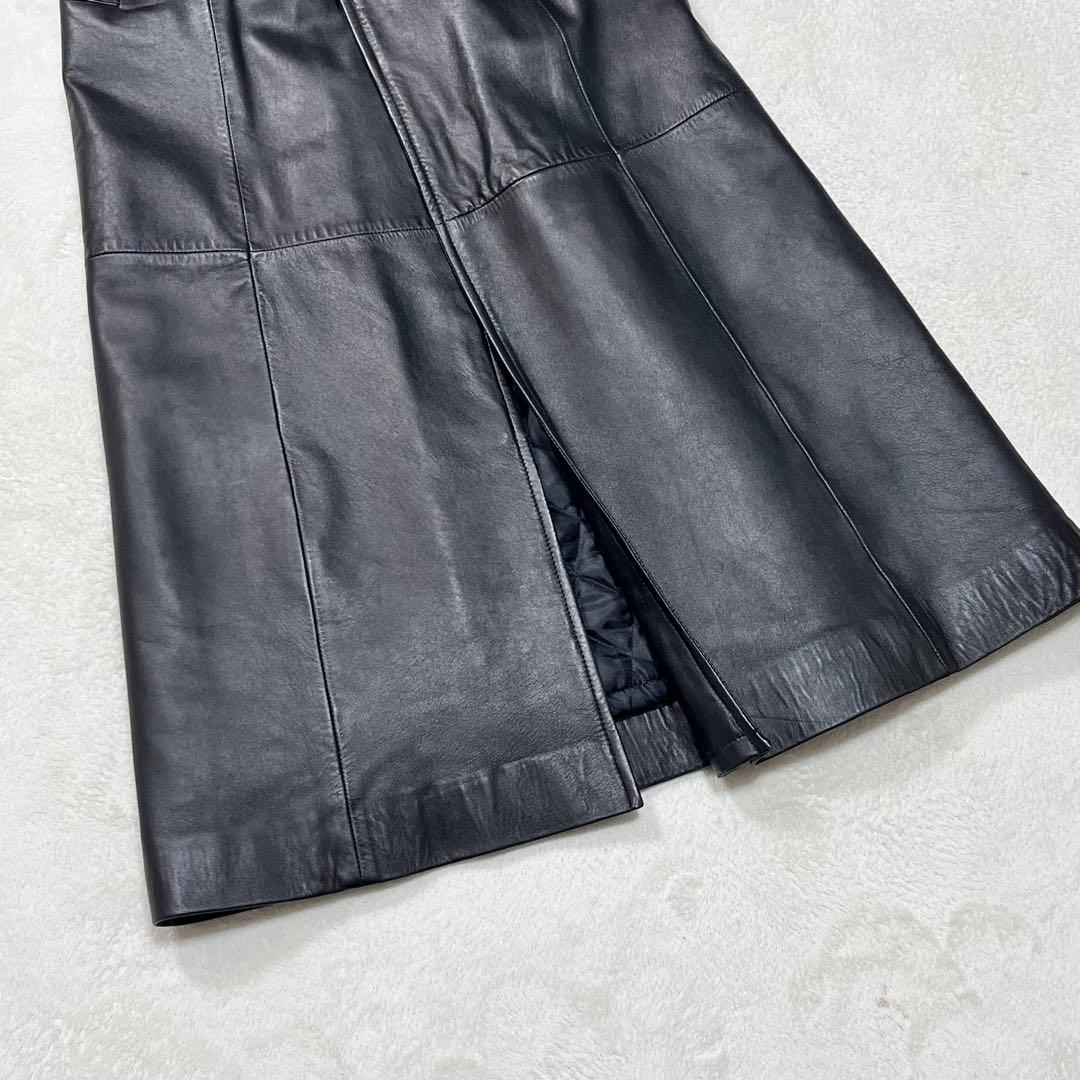 美品『ピンキー&ダイアン』ラムレザーチェスターコート 羊革 ロング 着丈127