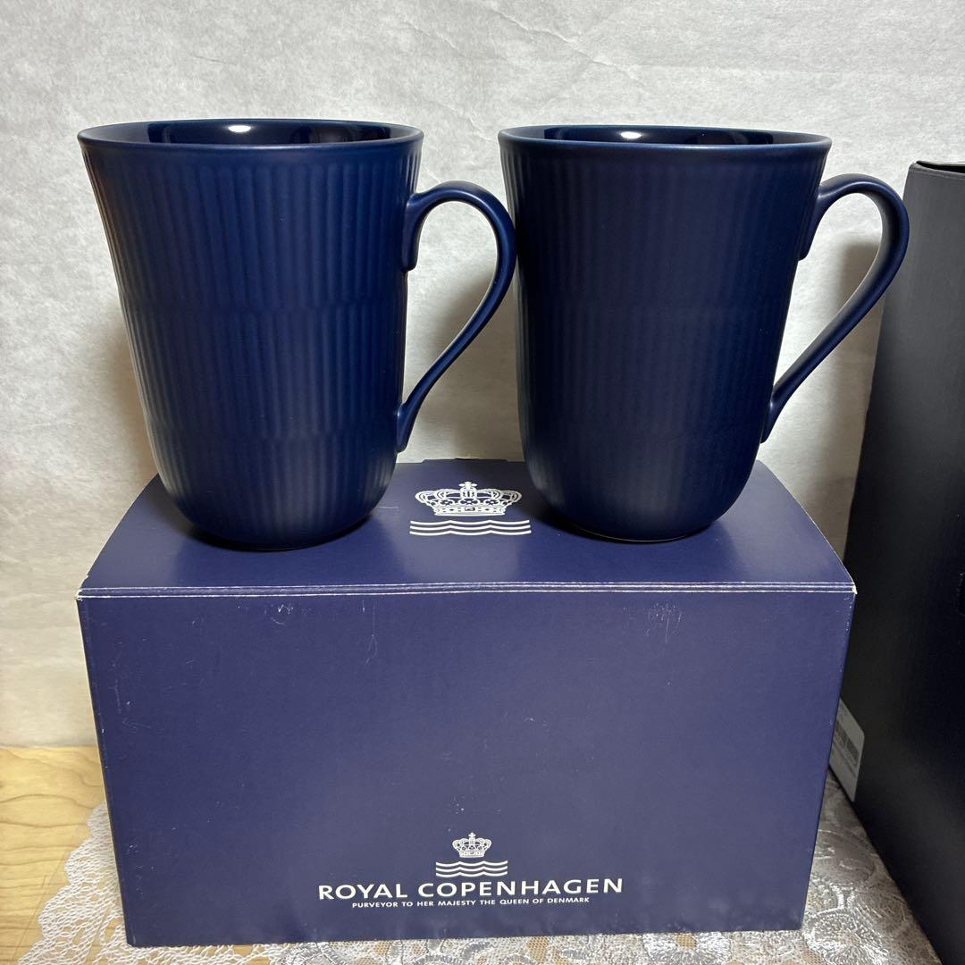 ロイヤルコペンハーゲン マグカップペア　ティーポット ネイビー