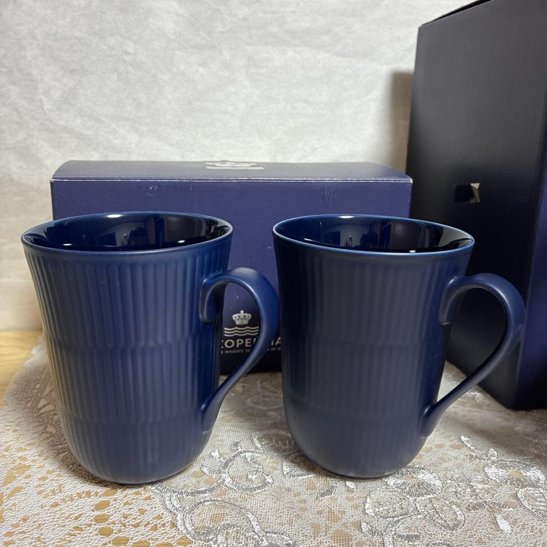 ロイヤルコペンハーゲン マグカップペア　ティーポット ネイビー