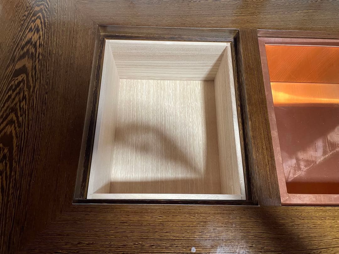 断捨離中バッハ様　昭和レトロ　アンティーク　囲炉裏　木製ダークブラウン 収納付き