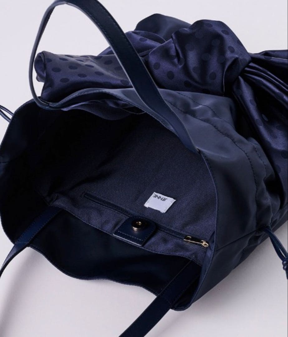 【JENNE】リボントートバッグブラック水玉