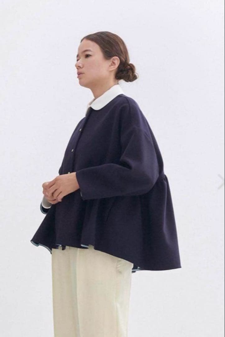 yori ダブルクロスワイドジャケット　ネイビー