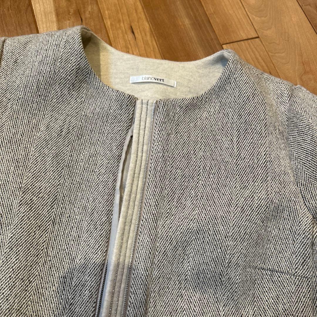 売り切り価格　blancvert ノーカラー ジャケット グレー