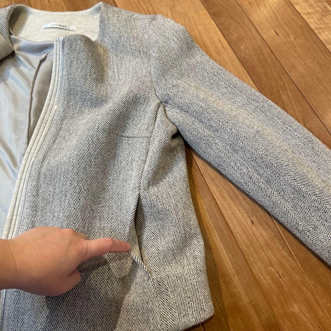 売り切り価格　blancvert ノーカラー ジャケット グレー