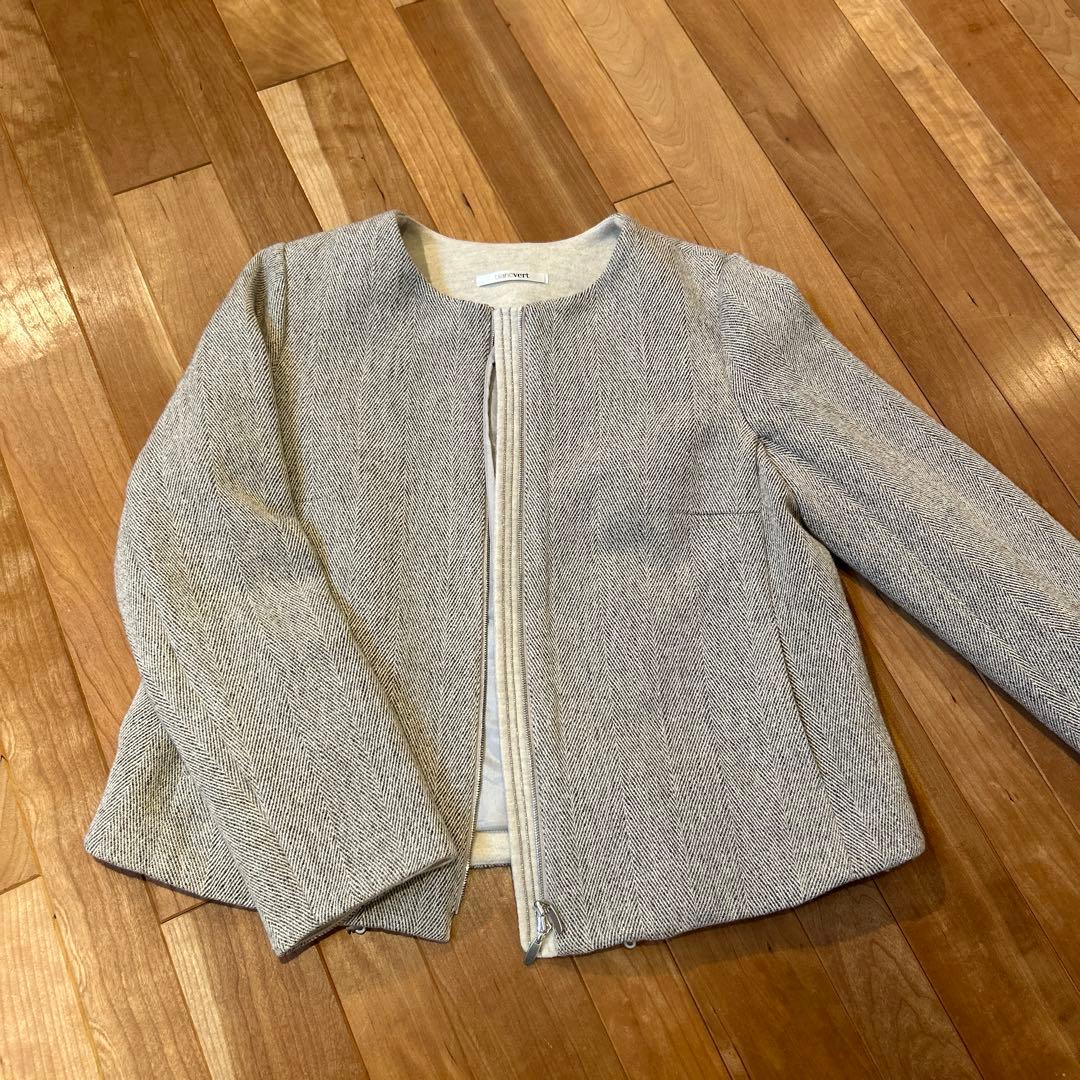 売り切り価格　blancvert ノーカラー ジャケット グレー