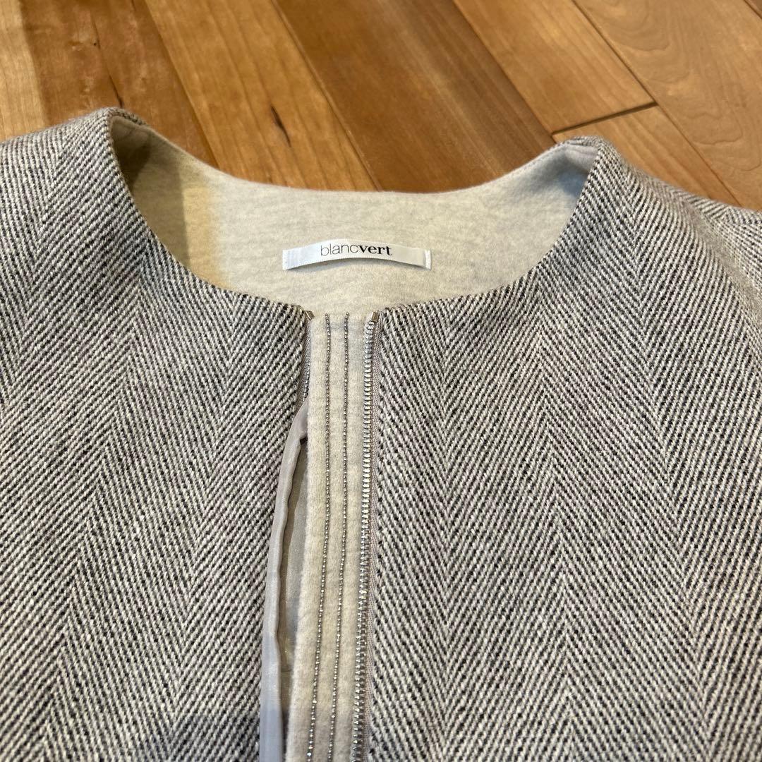 売り切り価格　blancvert ノーカラー ジャケット グレー