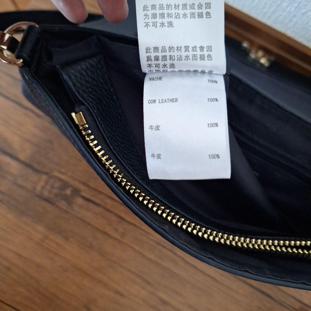 未使用 アニエスベー ブラックレザーショルダーバッグ