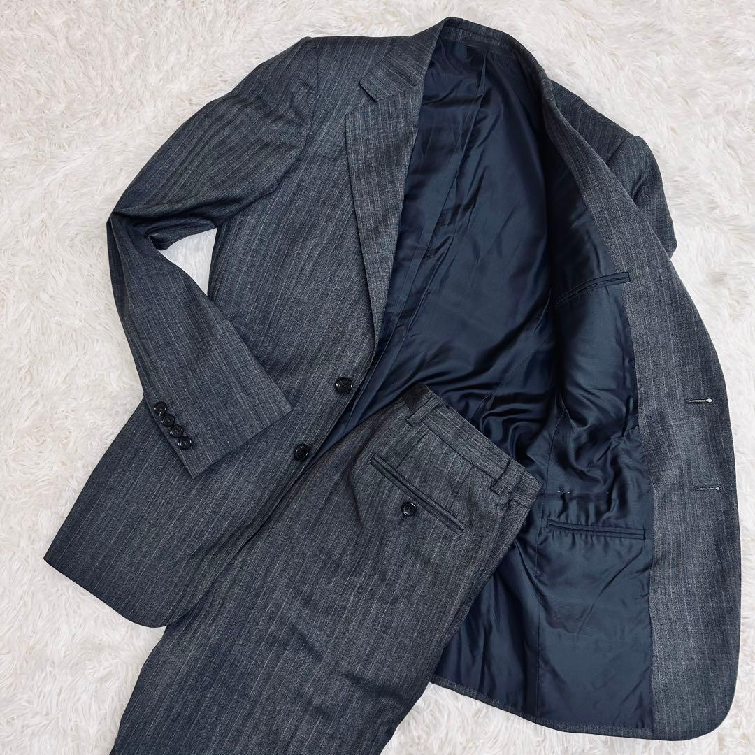 GUCCI スーツ セットアップ 44R グレー系ストライプ