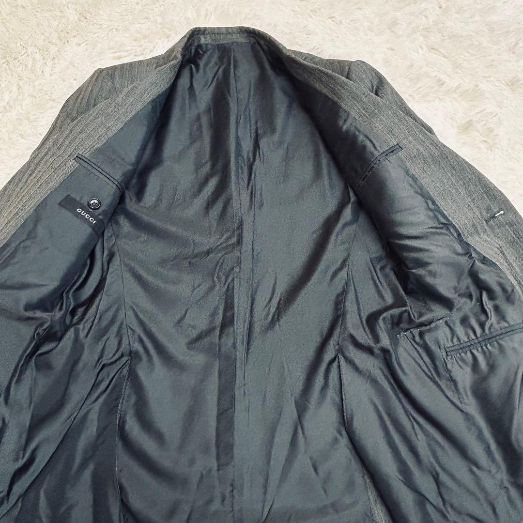 GUCCI スーツ セットアップ 44R グレー系ストライプ
