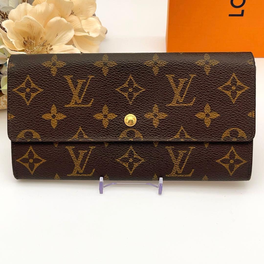 【美品】ルイヴィトン　モノグラム　ポシェット ポルトモネ　ブラウン　長財布