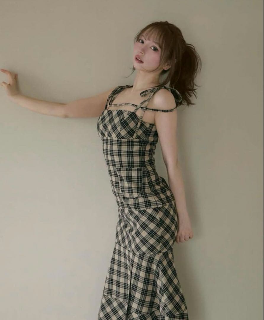 ワンピース ANDMARY Cecily check long dress
