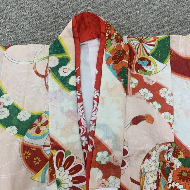 407ag19,小物類■七五三 七歳 アンティーク着物&開き帯 鞠 結び紐■良好