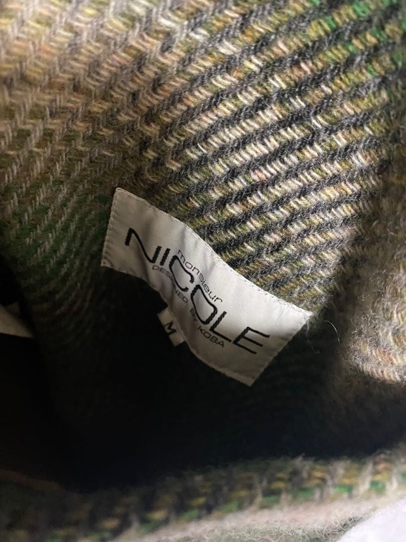 80-90s NICOLE ダッフルコート オンブレチェック 緑 古着 M