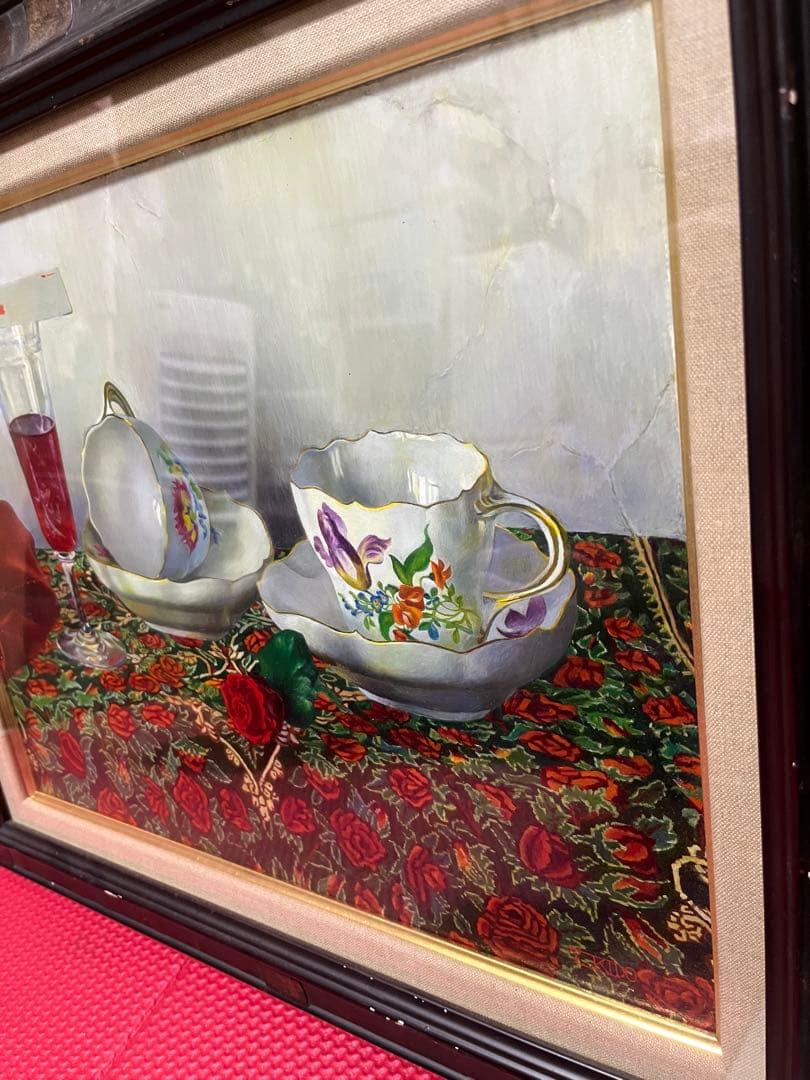 マイセンティーカップ　美術絵　art mondo nasuno f6 サイン入り