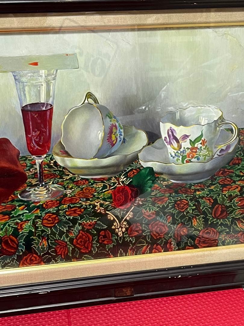 マイセンティーカップ　美術絵　art mondo nasuno f6 サイン入り