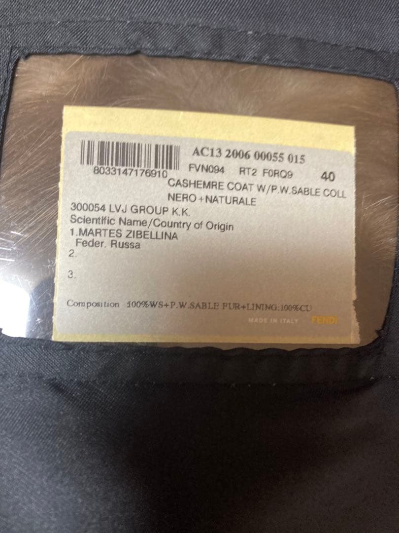 最終　FENDI カシミヤ最高級　セーブル　コート　定価82万