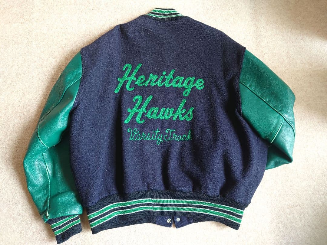 DeLONG スタジャン ネイビー/グリーン Tom '92