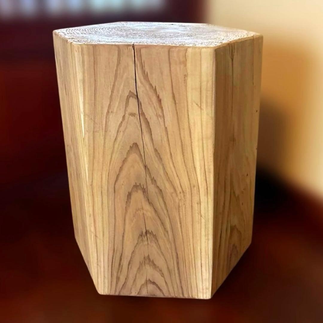 太い丸太スツールhexagon(スギ)#3