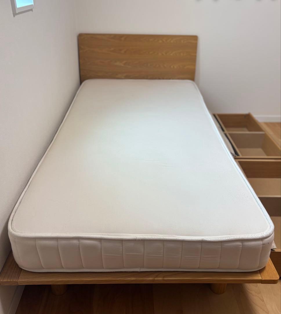 ＊専用＊ 無印良品　旧タイプ　木製シングルベッド 引き出し収納付き