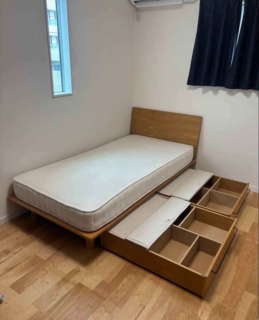 ＊専用＊ 無印良品　旧タイプ　木製シングルベッド 引き出し収納付き