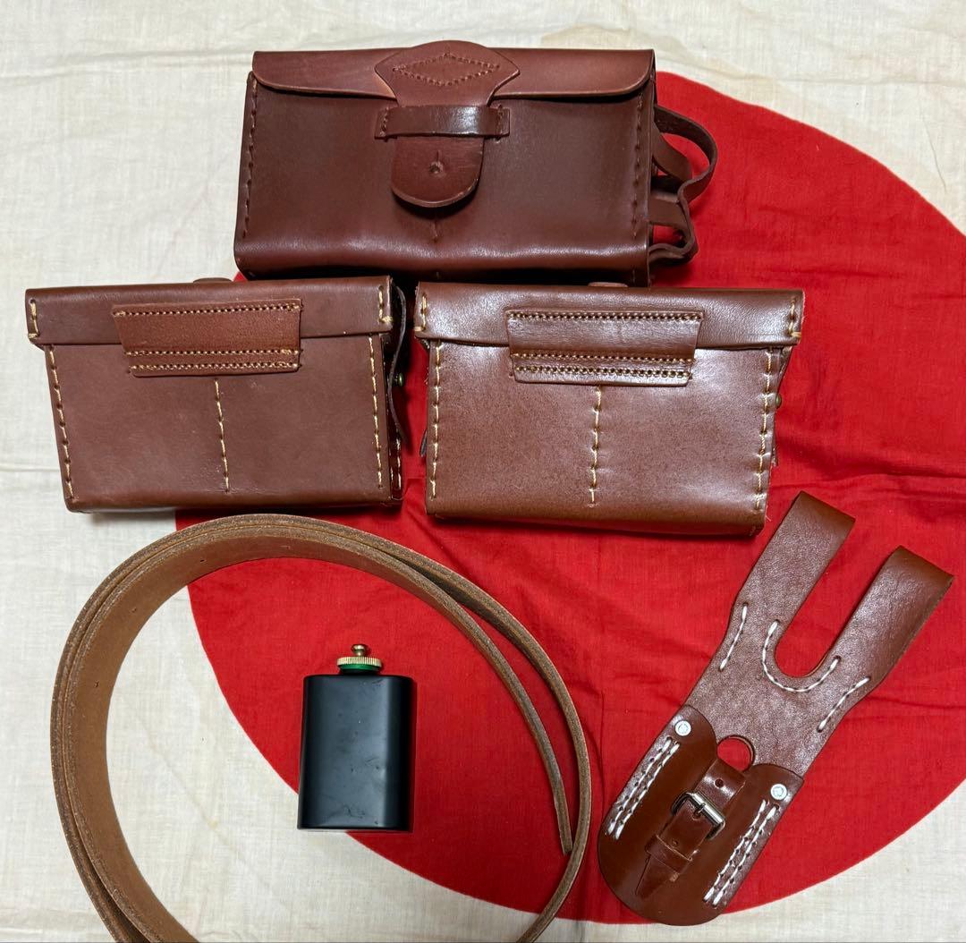 オイル缶付 日本軍弾薬盒,剣刺,帯革★兵士個人装備セット（B級品、複製品）