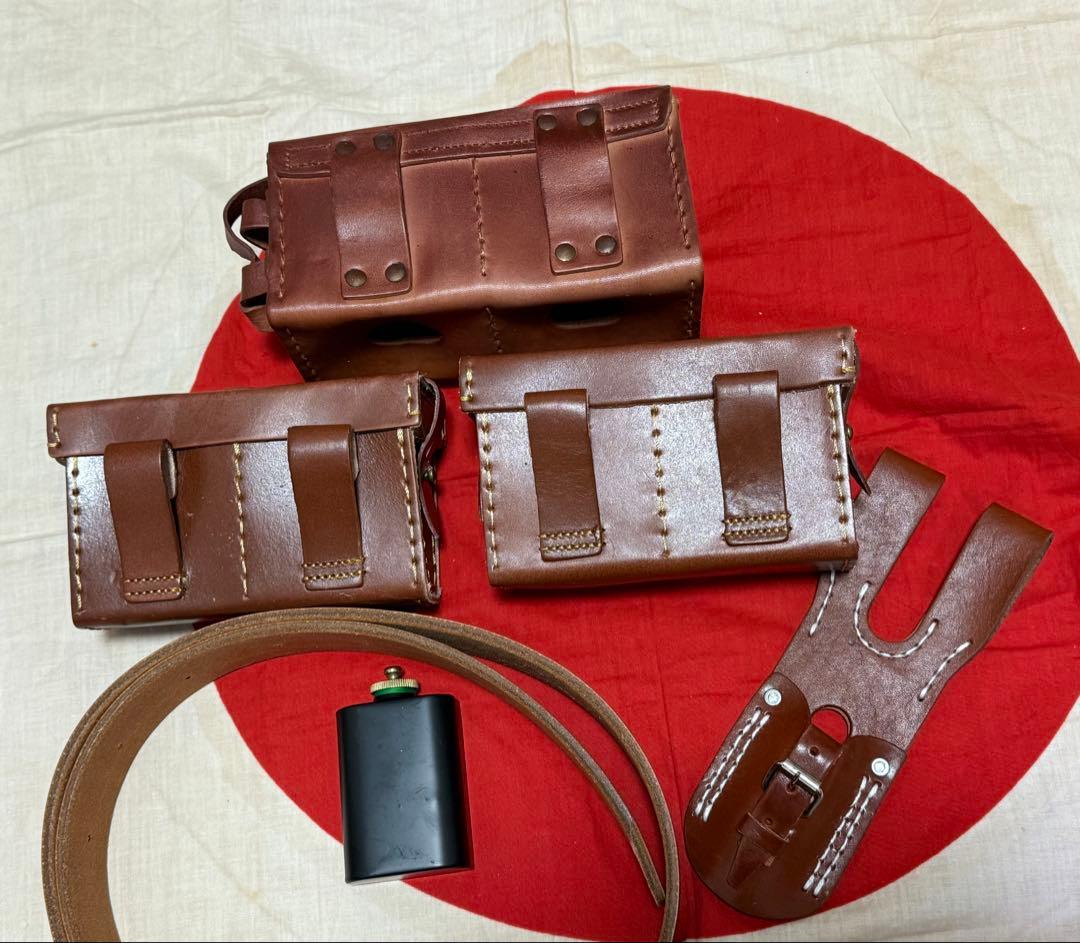 オイル缶付 日本軍弾薬盒,剣刺,帯革★兵士個人装備セット（B級品、複製品）