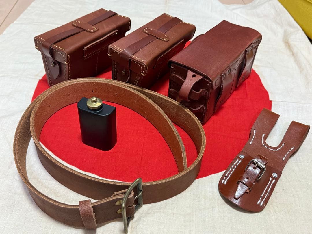 オイル缶付 日本軍弾薬盒,剣刺,帯革★兵士個人装備セット（B級品、複製品）