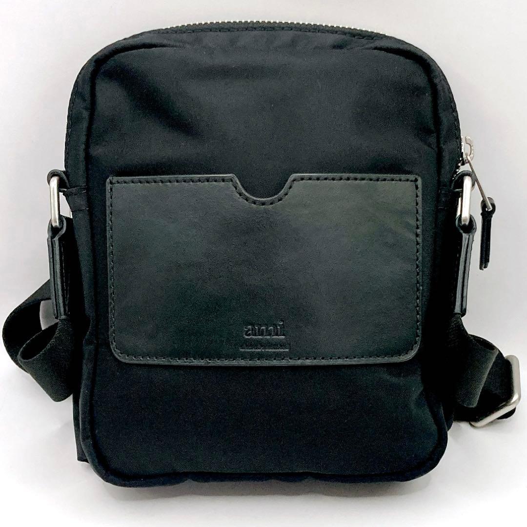 未使用級✨AMI PARIS アミパリス ショルダーバッグ ブラック ナイロン