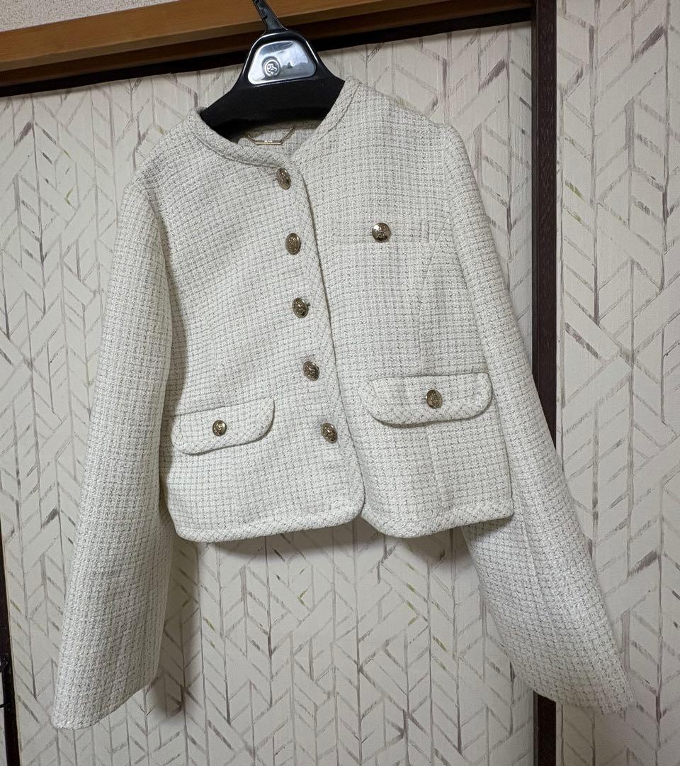 最終値下げ 試着のみ セルフォード パイピングショートジャケット ホワイト36