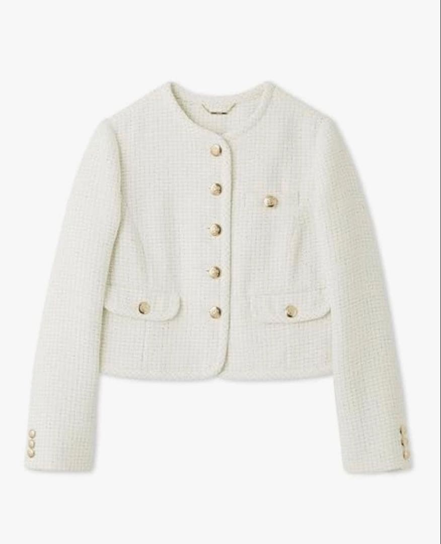 最終値下げ 試着のみ セルフォード パイピングショートジャケット ホワイト36