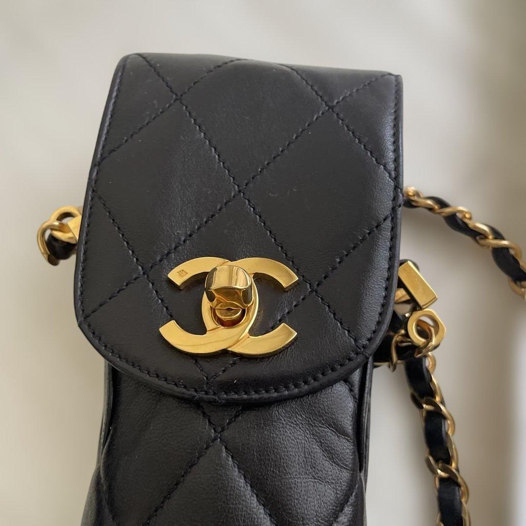 美品　シャネル マトラッセチェーンショルダーケース付き 折り畳み傘