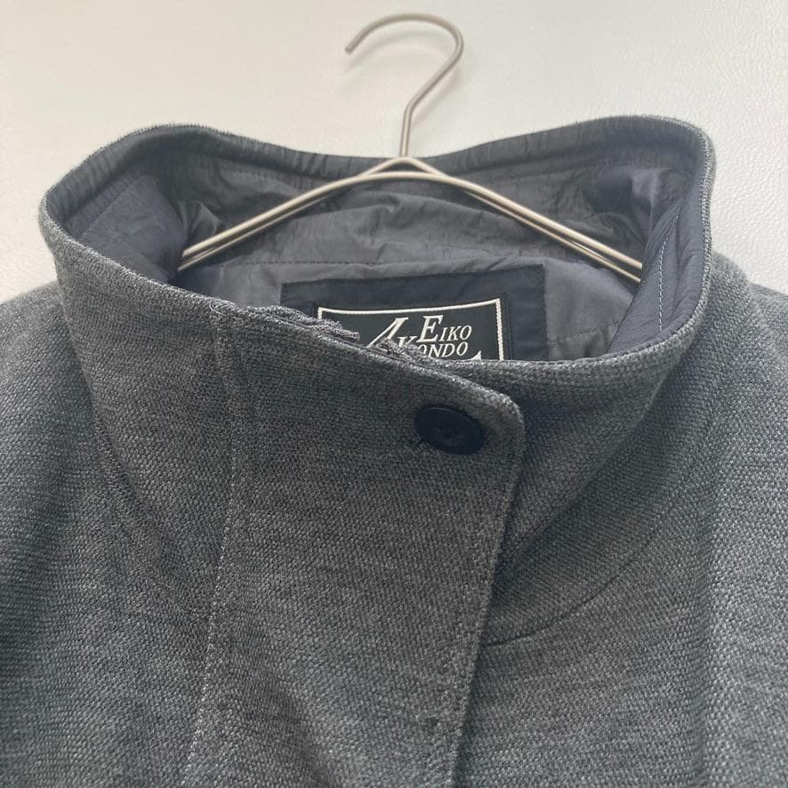 サ*カ様 【美品】エイココンドウ　ギャザー切替 Aラインロングコート グレー 大