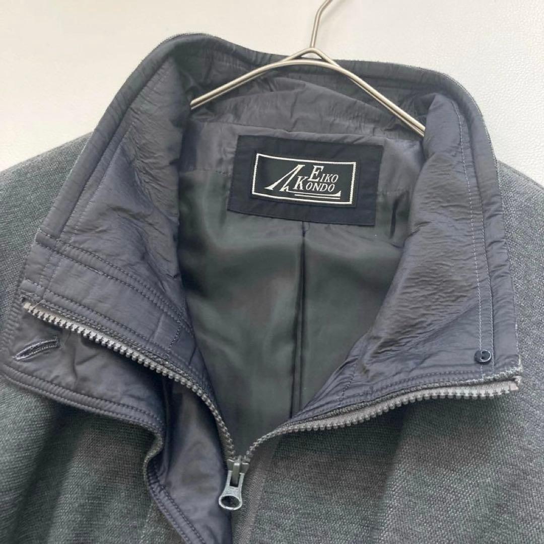 サ*カ様 【美品】エイココンドウ　ギャザー切替 Aラインロングコート グレー 大