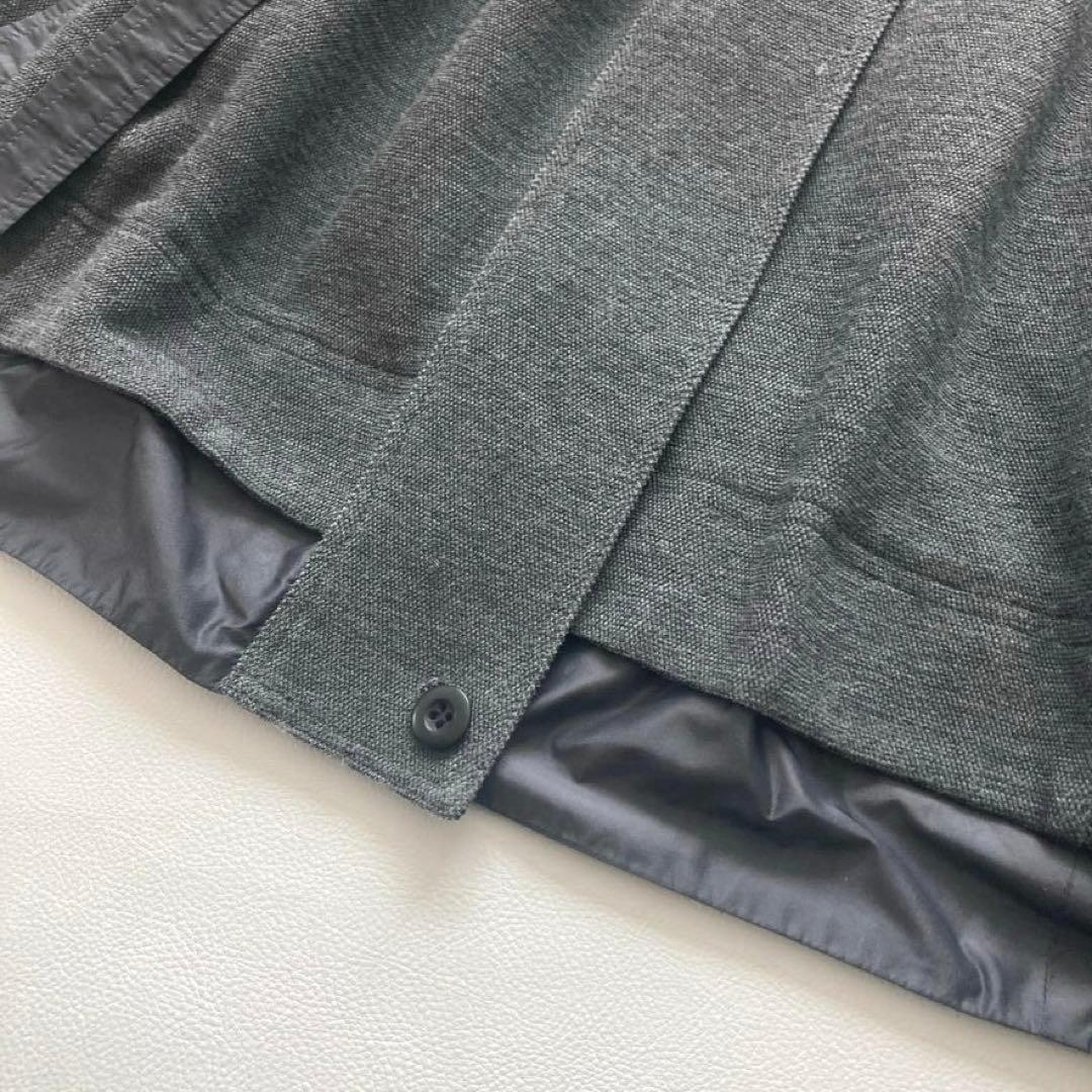 サ*カ様 【美品】エイココンドウ　ギャザー切替 Aラインロングコート グレー 大