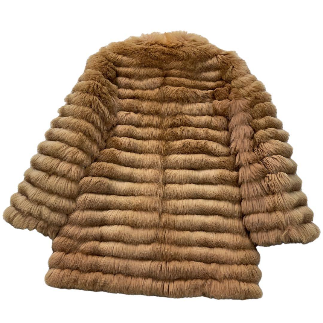 染めブルーフォックス　ムーンバット　ファーコート　XLサイズ相当　総丈78cm