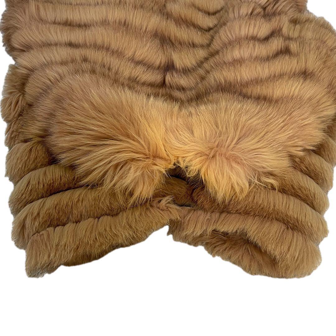 染めブルーフォックス　ムーンバット　ファーコート　XLサイズ相当　総丈78cm