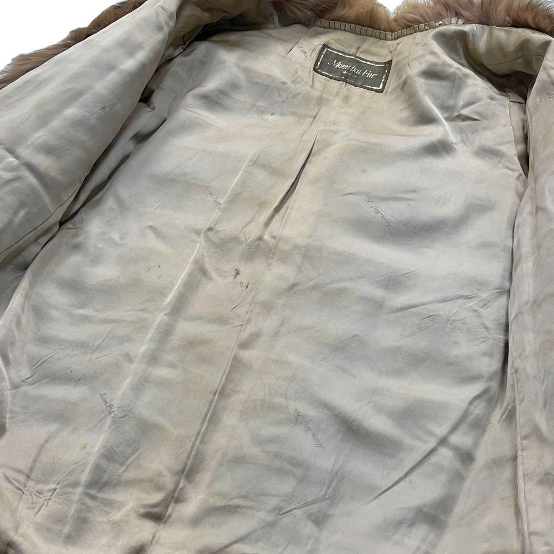 染めブルーフォックス　ムーンバット　ファーコート　XLサイズ相当　総丈78cm