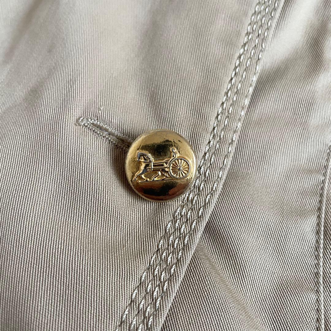 美品　セリーヌ　トレンチコート　馬車金具　金ボタン　ベルト　ベージュ　M相当