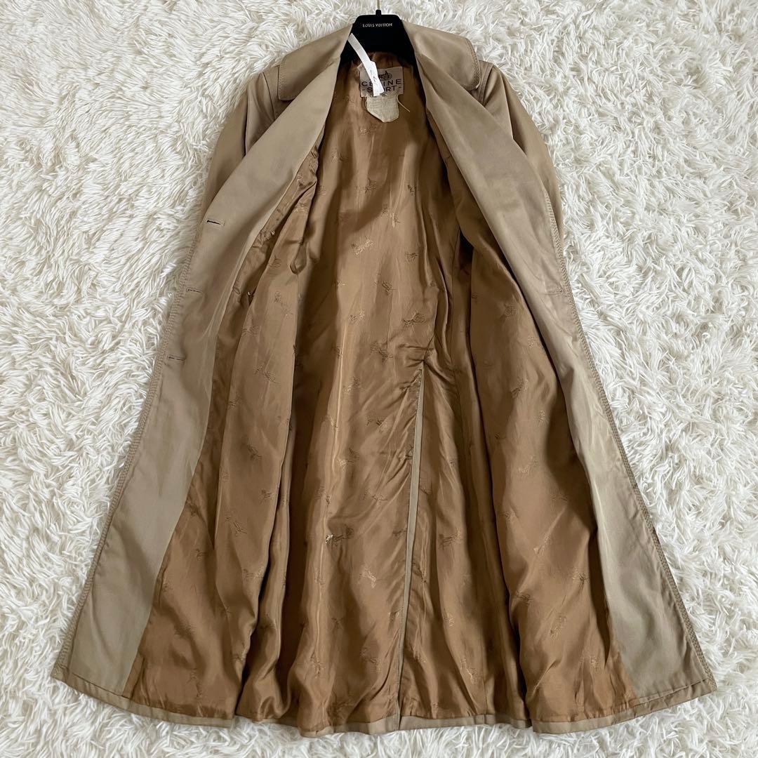 美品　セリーヌ　トレンチコート　馬車金具　金ボタン　ベルト　ベージュ　M相当