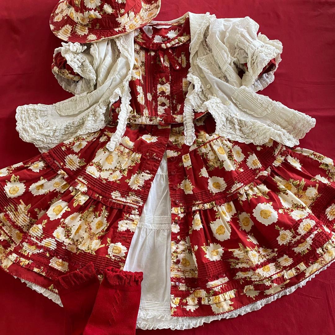 ベビーピンクハウス　フラワープリントワンピース・ハット2点セット