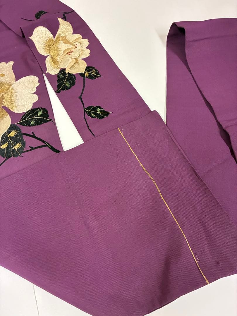 アンティーク　刺繍の名古屋帯　花柄模様　着物　レトロ　大正ロマン