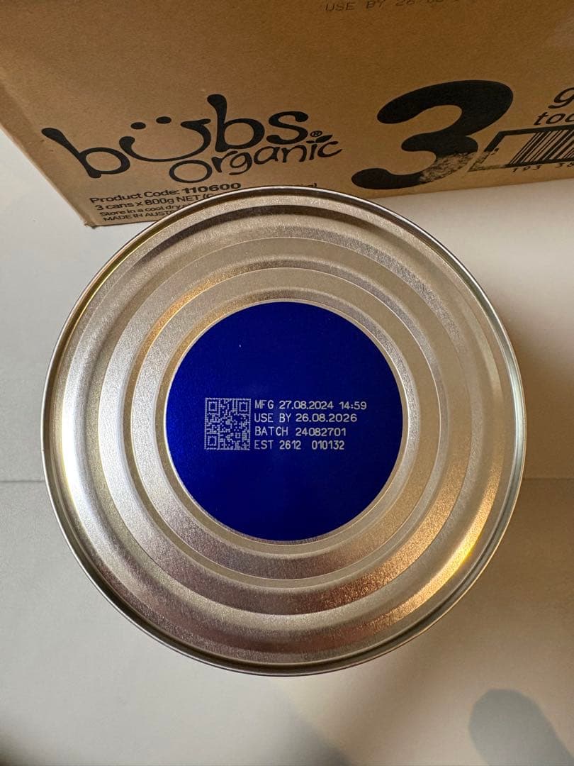 bubs organic 3 粉ミルク 400g オーガニック