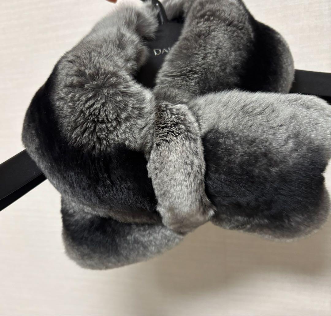 René グレー ファー ティペット 約10cm x 65cm