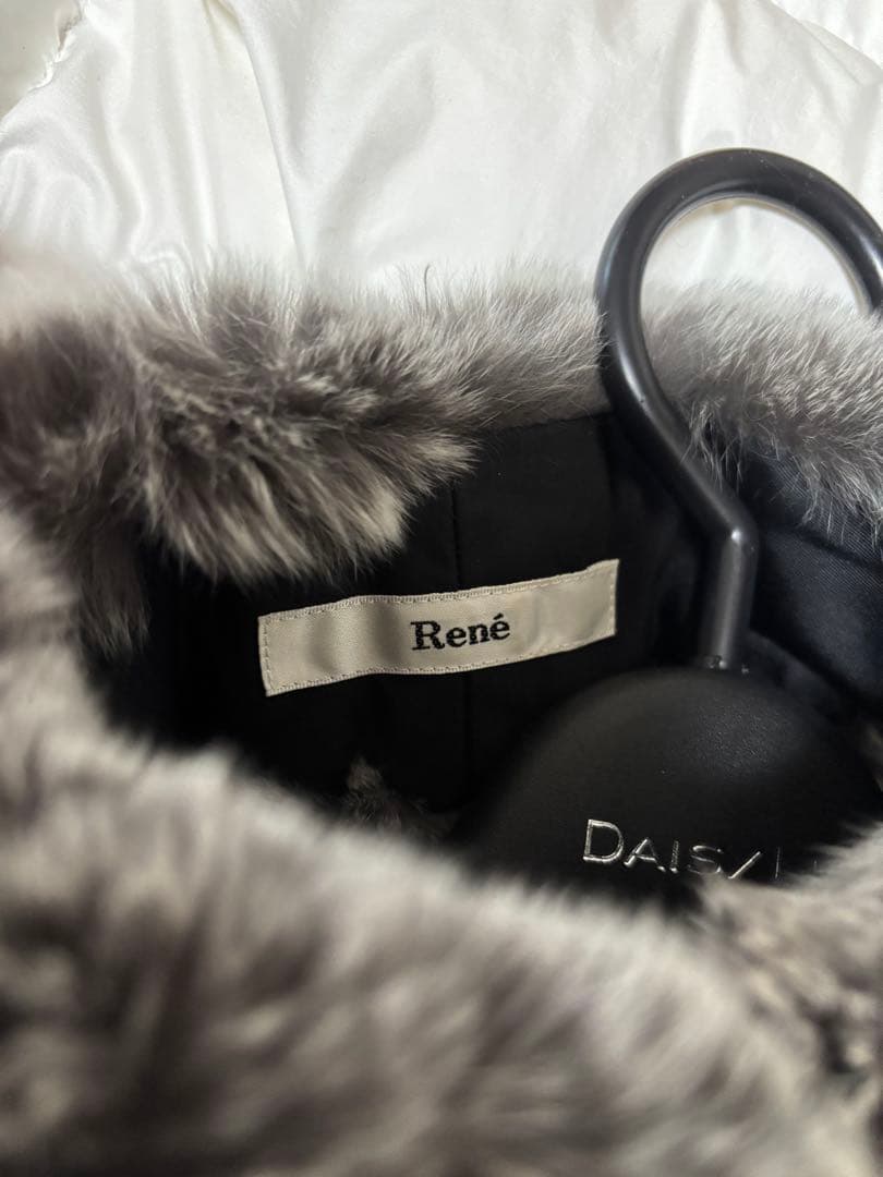 René グレー ファー ティペット 約10cm x 65cm