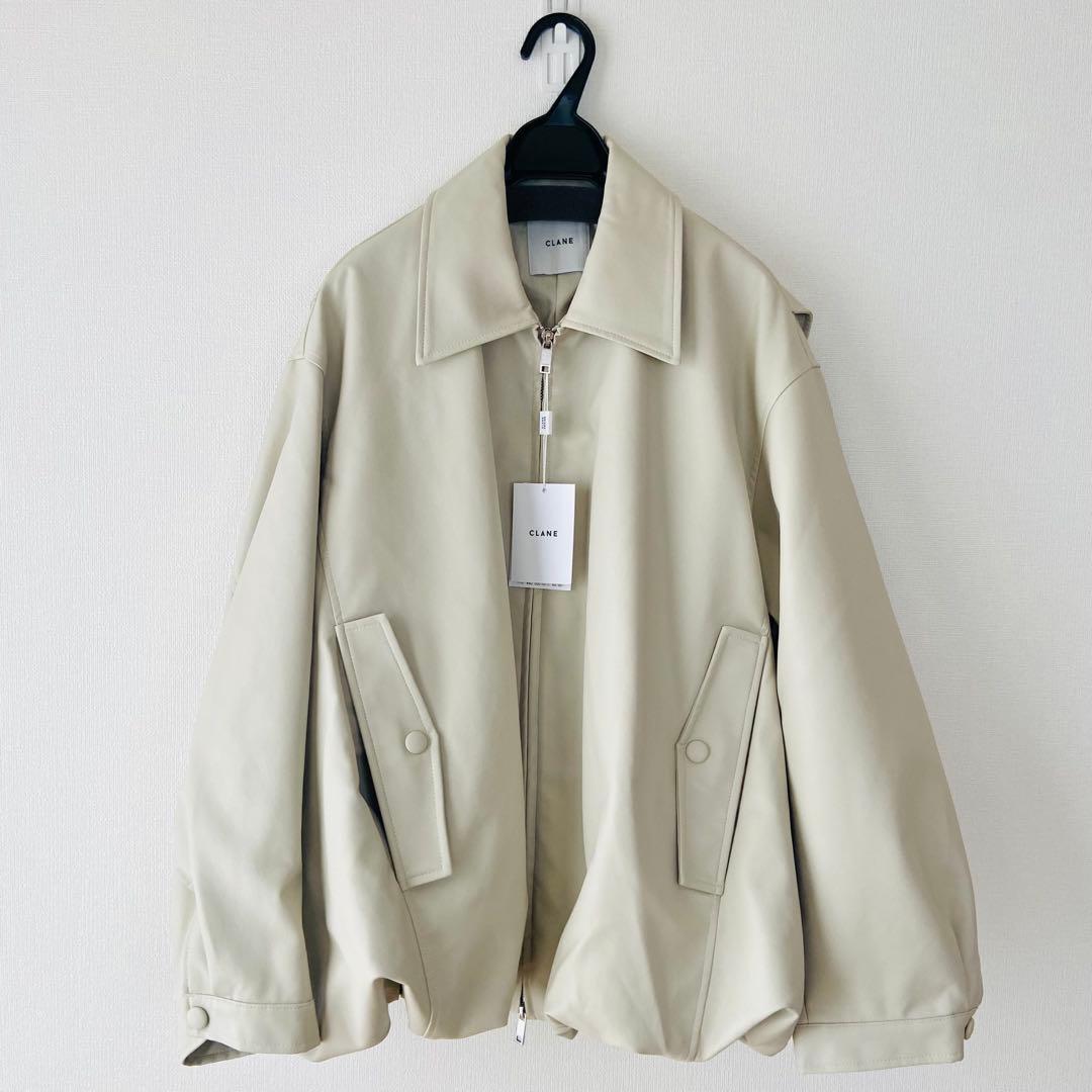 ジャケット・アウター CLANE FAKE LEATHER BALLOON JACKET IVORY