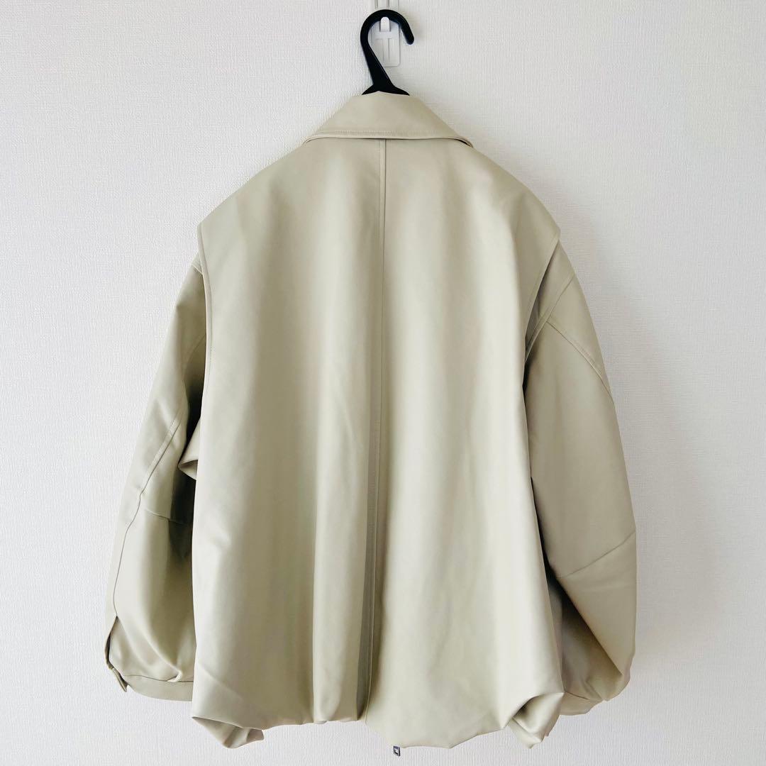 ジャケット・アウター CLANE FAKE LEATHER BALLOON JACKET IVORY