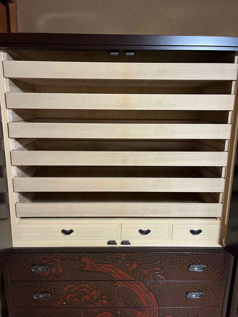 鎌倉彫り　佐藤恵仙作品　桐タンス　和箪笥　着物保管　高級　美品